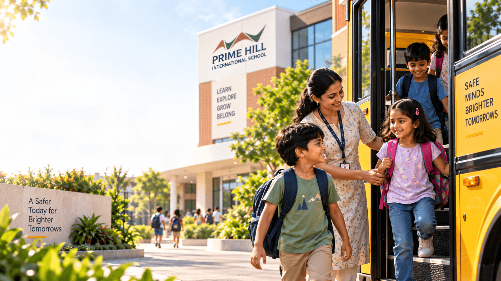 Students boarding the school bus